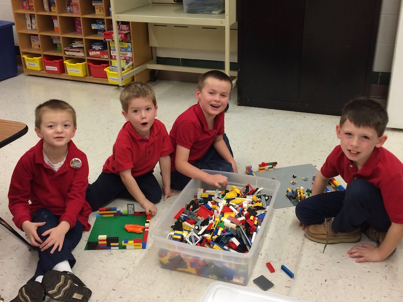 students create with LEGOS
