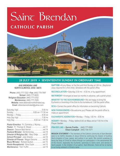 sample front page of weekly bulletin