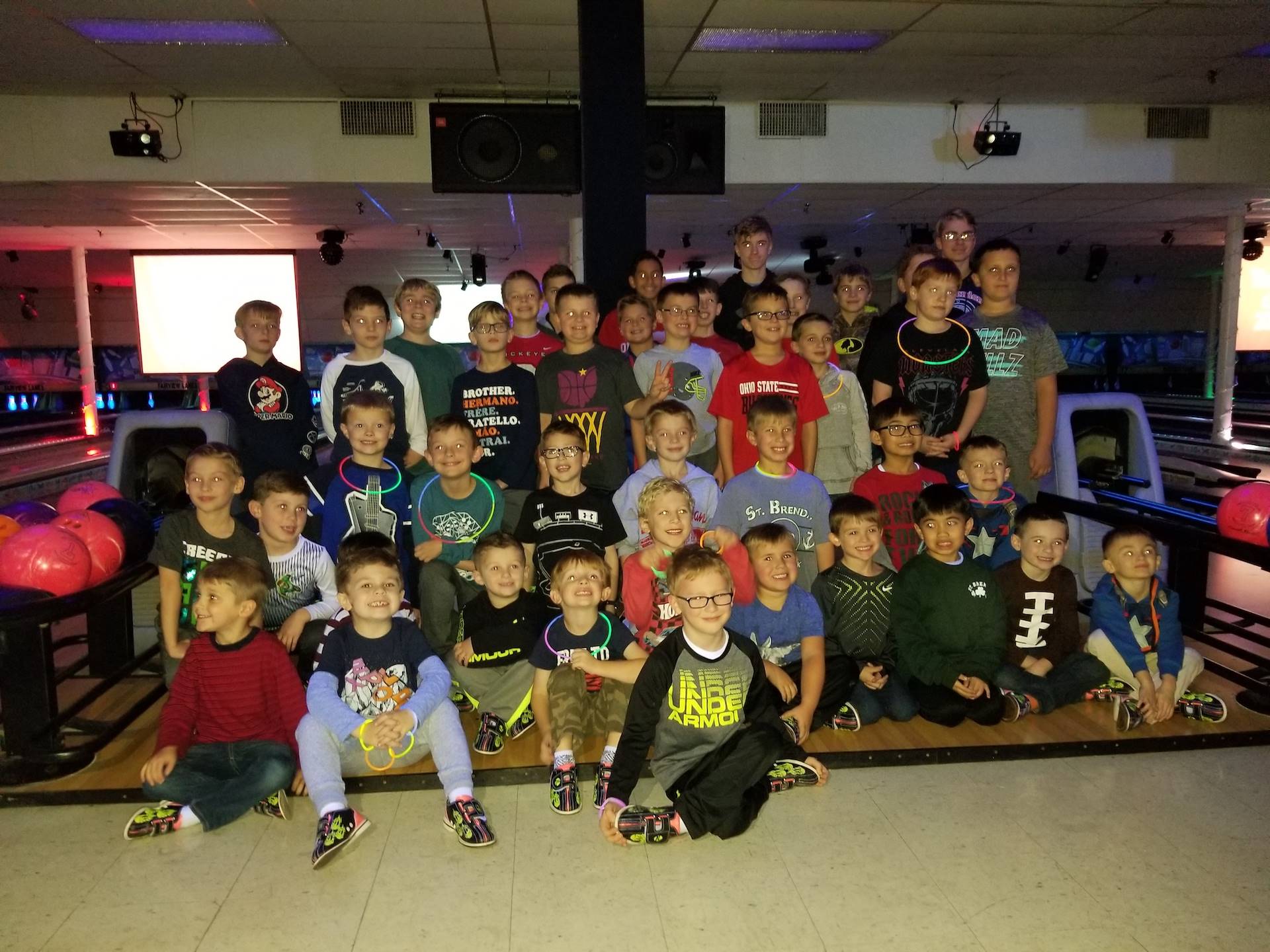 boys at mother son bowling
