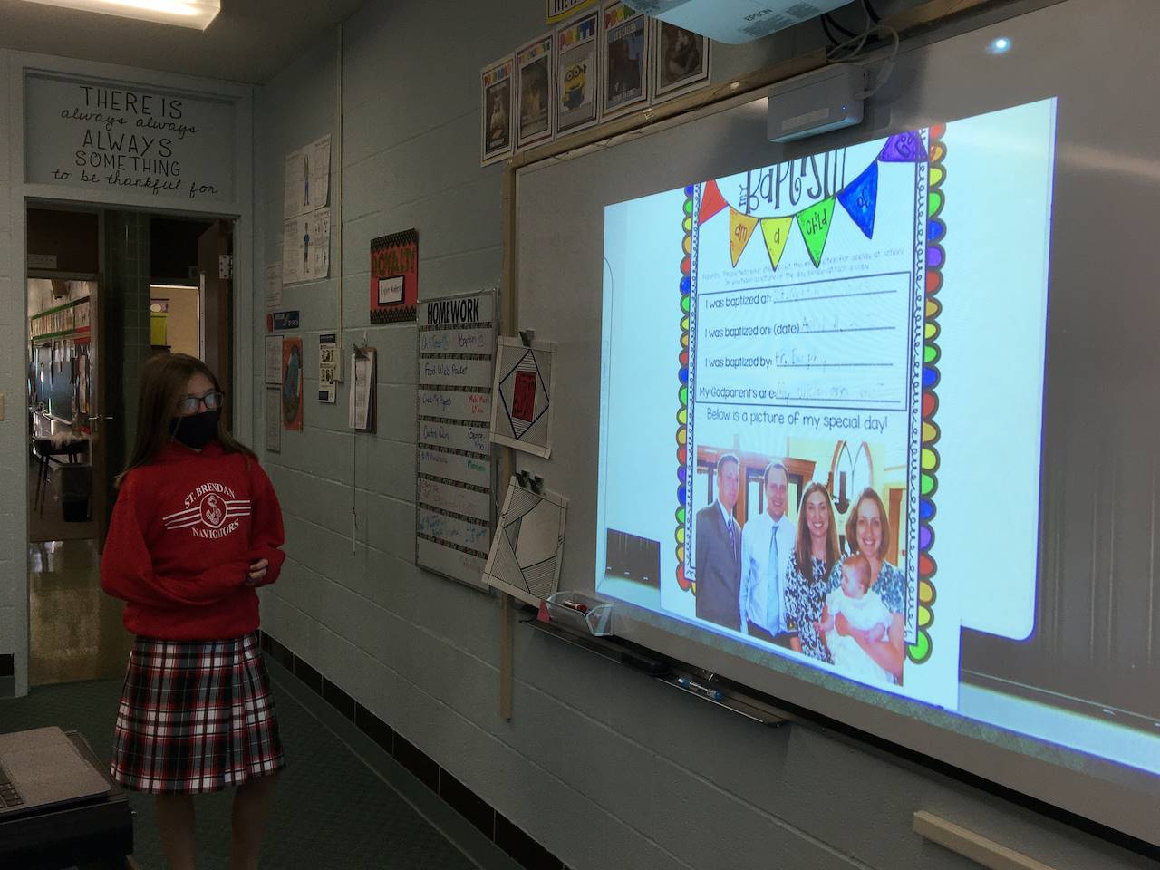 student presents her report