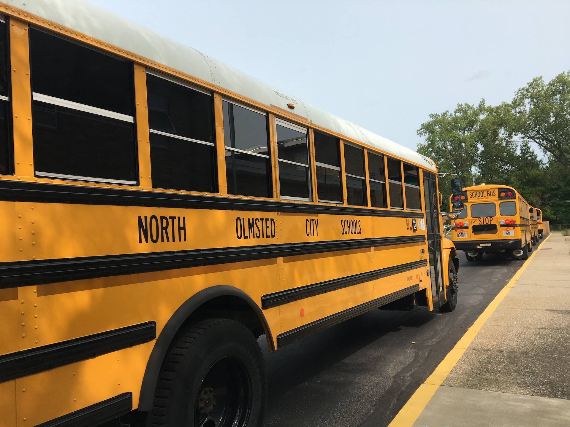 school buses line up