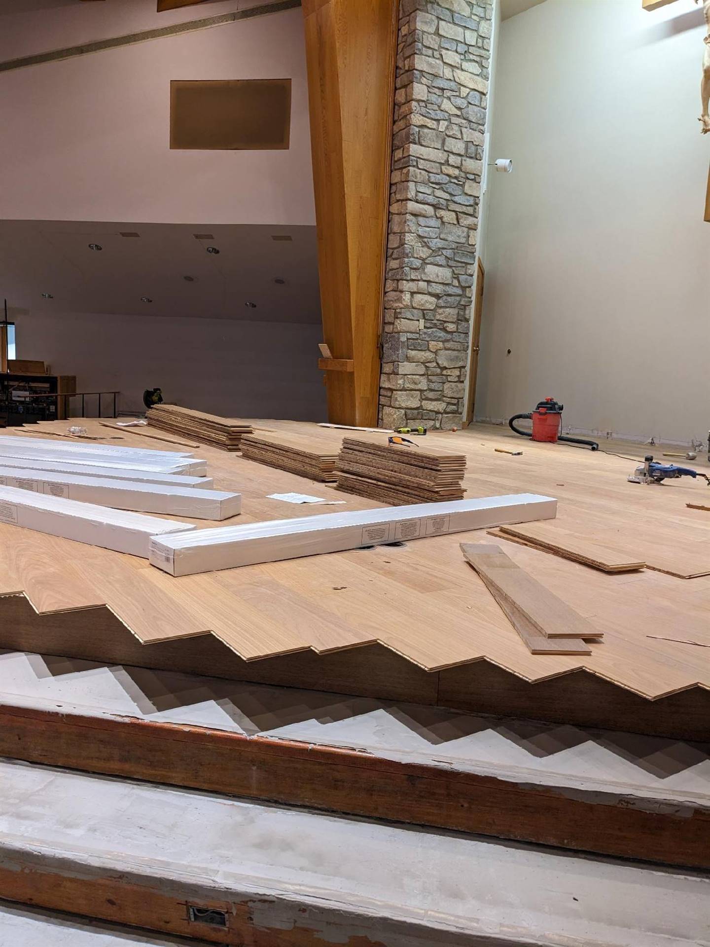 wood planks stationed in the sanctuary