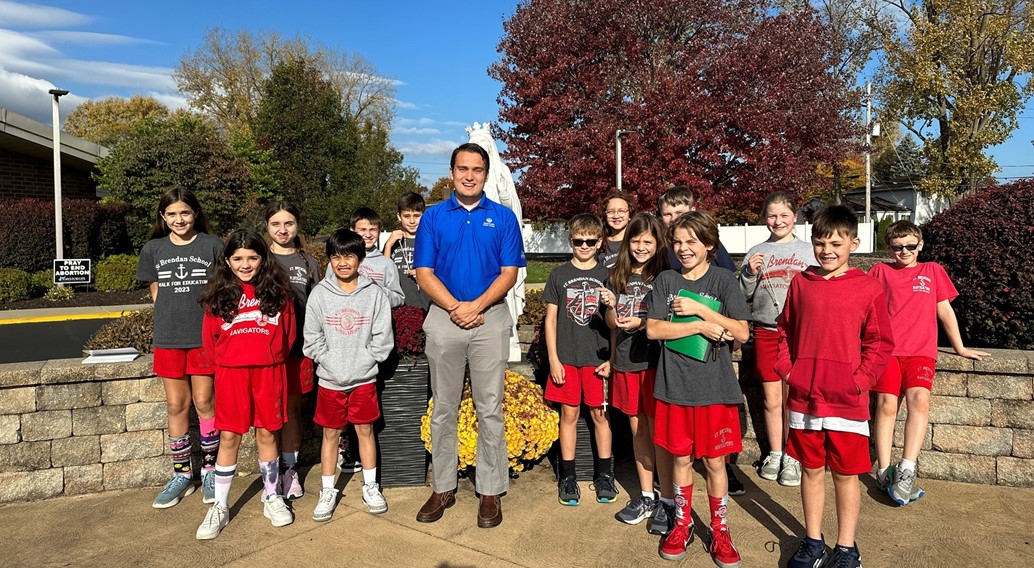 seminarian cam joins the 5th grade for a rosary