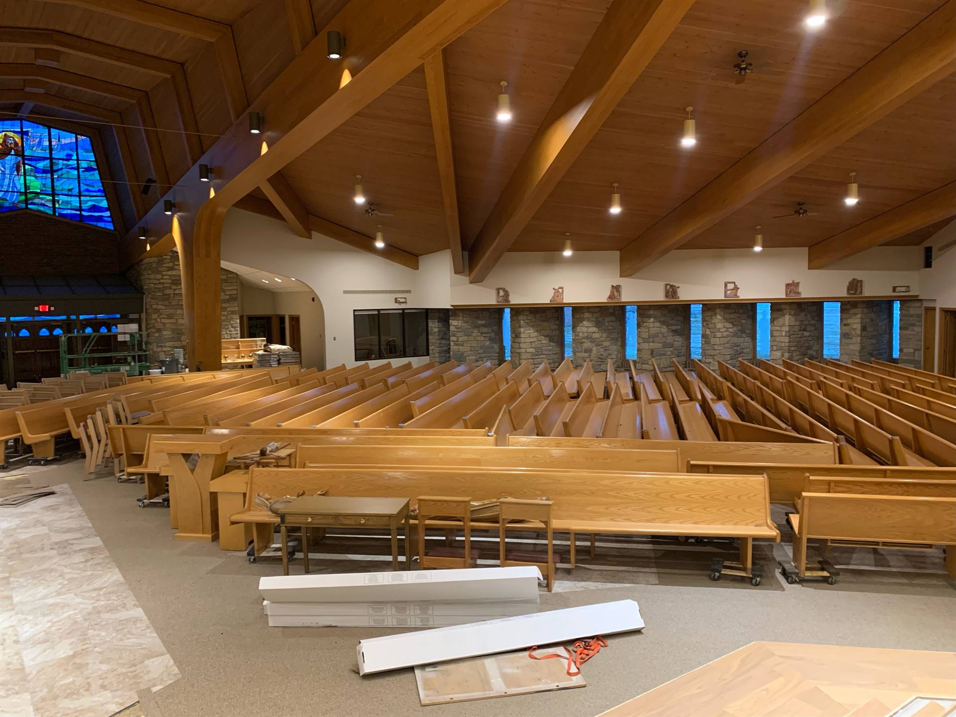 pews are moved to the other side
