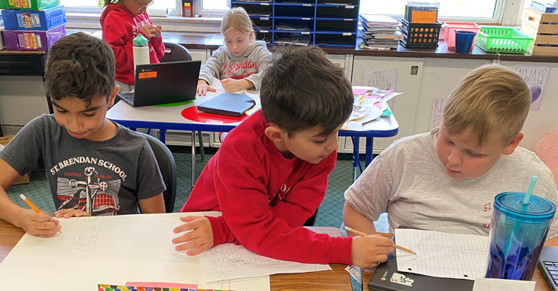 grade 3 work on a project