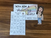 photo of a flat me activity bingo board for students to choose to complete activities with a cardboard cutout of their teacher